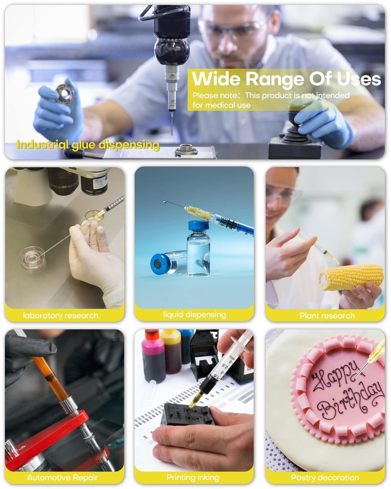 20 Gauge 1 Inch(25MM) Disposable Injection Needle for Lab Measuring, 20G