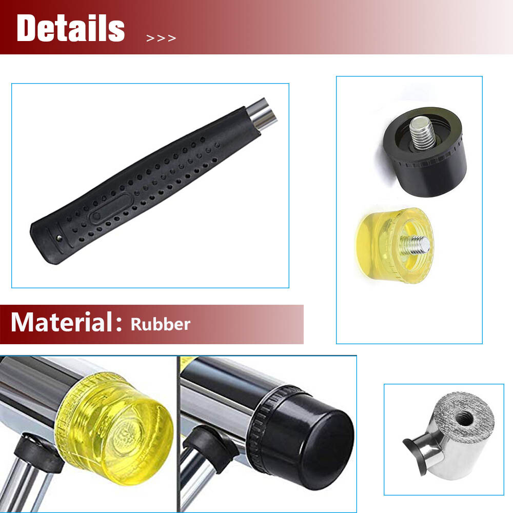 2-Way 25mm Mini Small Rubber And Nylon Head Face Mallet Hammer Handle Shaft
