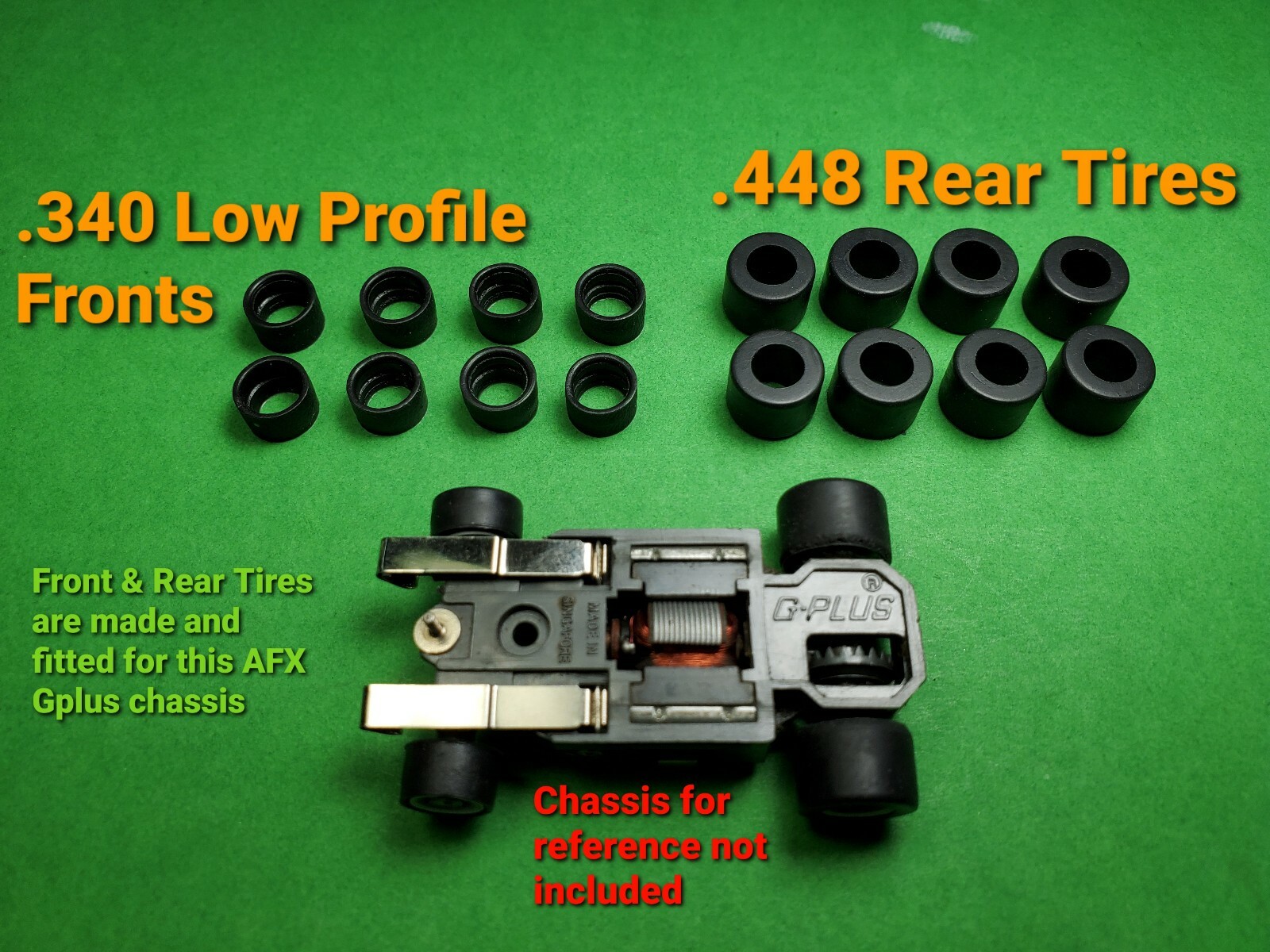 AFX G+ G-PLUS AURORA LOW profile FRONTS & REARS Upgrade Set 16 HO Slot Car tires