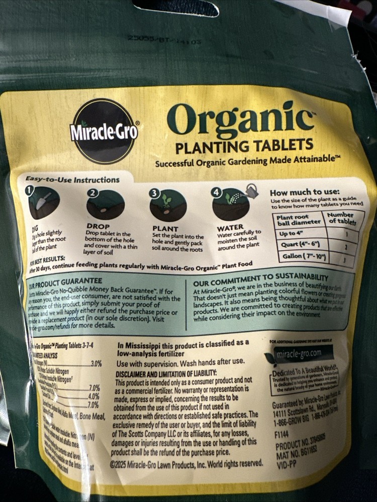 Miracle-Gro Organic Tablets One Pack