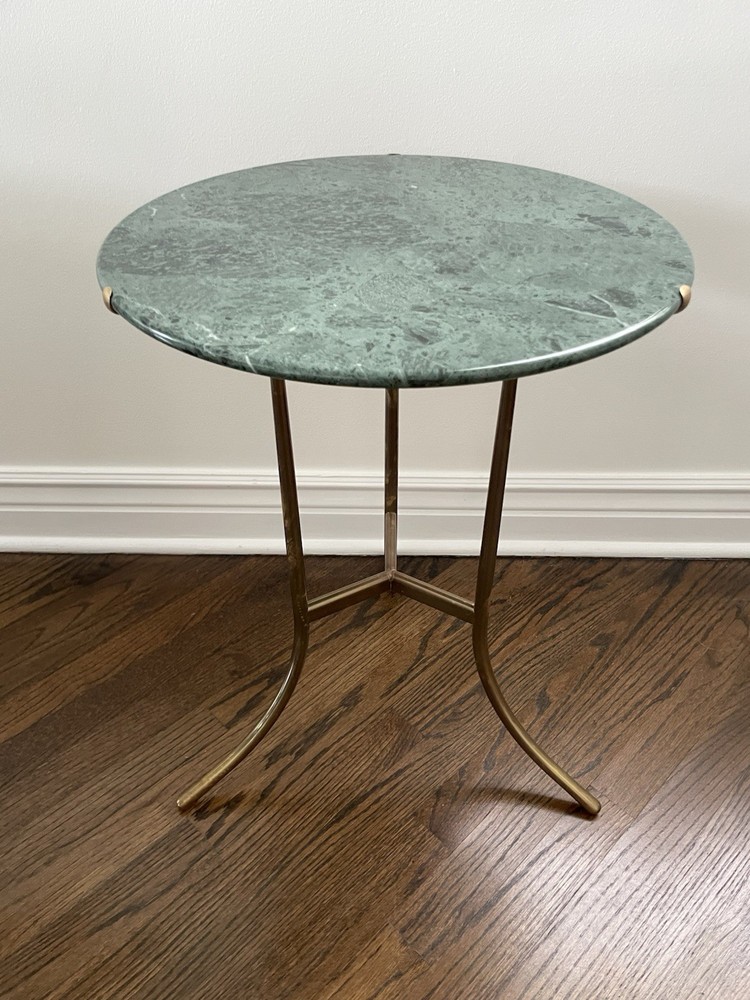 Cedric Hartman Mid-Century Side/End “AE” Marble & Bronze Table
