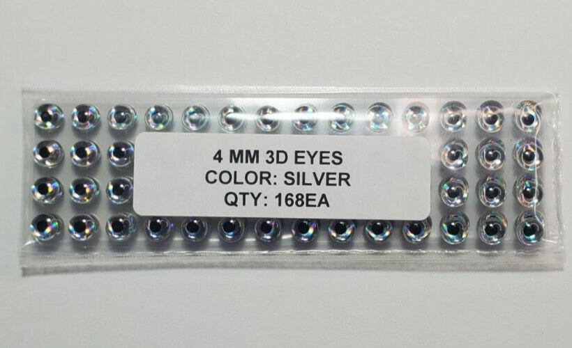 168pcs, Soft Holographic SILVER 3d adhesive fish eyes 4mm, Fly Tying, Arts,Craft