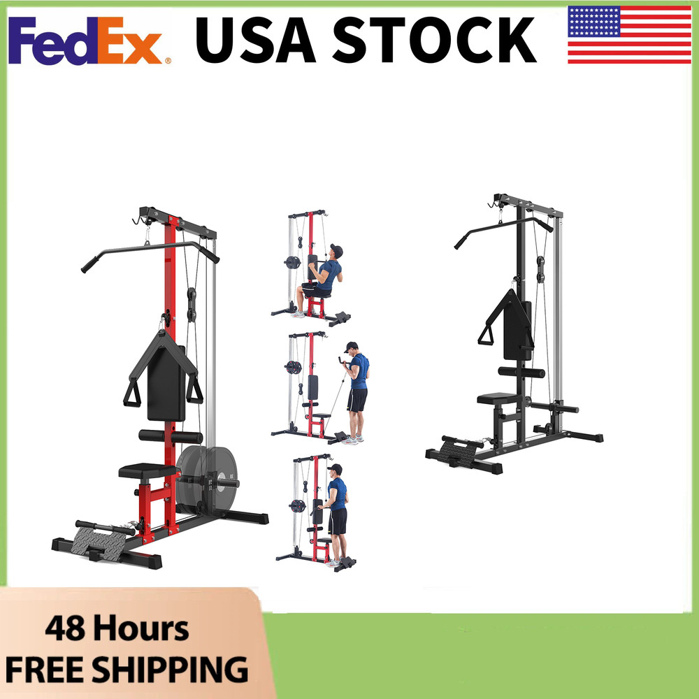Pull Down Machine w/High & Low Pulley Station Heavy Duty Back Exercise Equipment