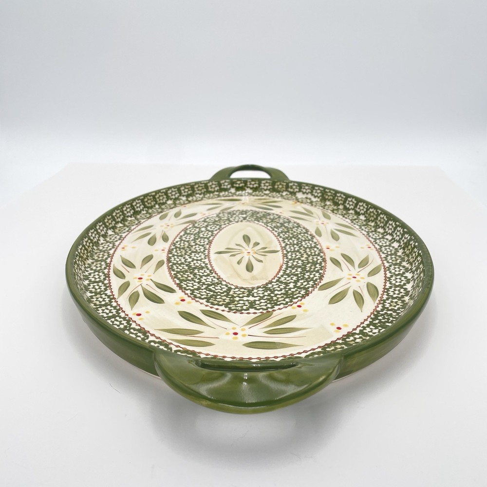 Temp-Tations Presentable Ovenware Green Entertaining Serving Tray with Handles