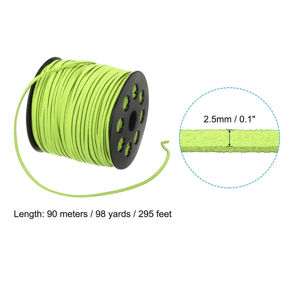 Suede Lanyard String with Roll Spool 98 Yard, Flat Microfiber Cord, Fruit Green