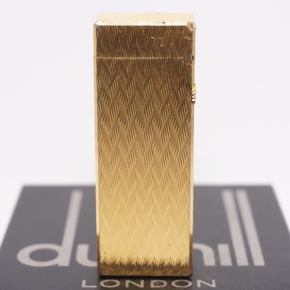 Dunhill Rollagas Lighter Gold CHEVRON Pattern-Ultrasonically cleaned_Working