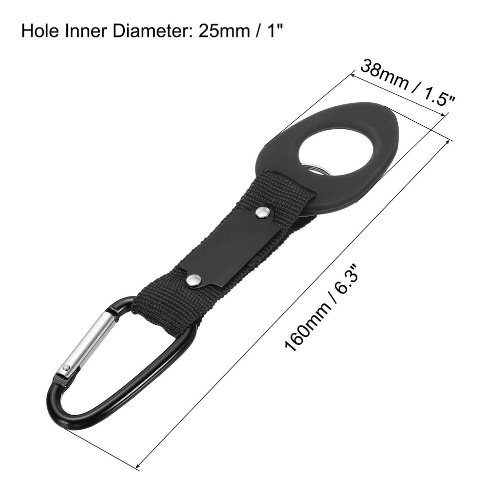 Hanging Bottle Buckle Clip with D-Hook Oring, Black 2pcs