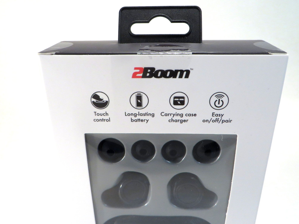 2Boom Bluetooth Wireless Earbuds Ear Buds w/Case Black New