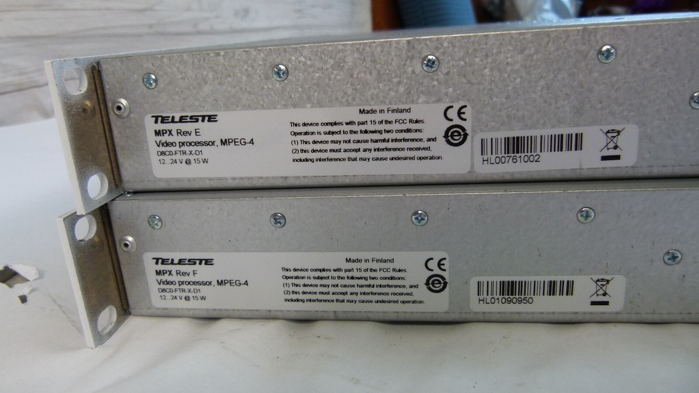Lot of 2 - Teleste D8C0-FTR-X-D1 Video Processor MPEG-4 Easi MPX Video Decoder