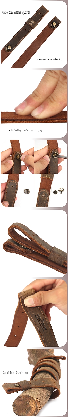 Tourbon Buffalo Leather Rifle Gun Sling_Crazy Horse Adjustable Handmade_1" Wide