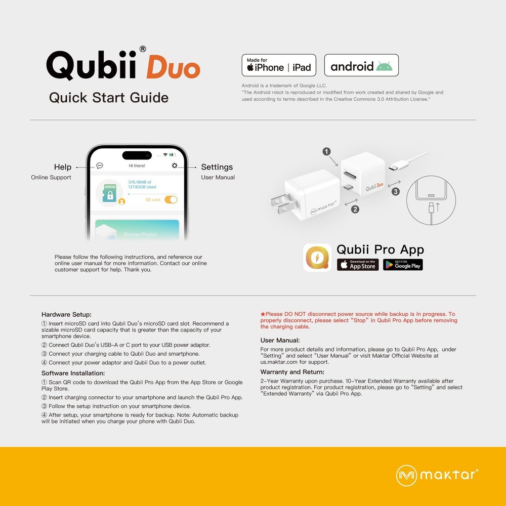 Qubii Duo USB-C Auto Backup Stick & 128GB MicroSD Bundle | Subscription-Free ...