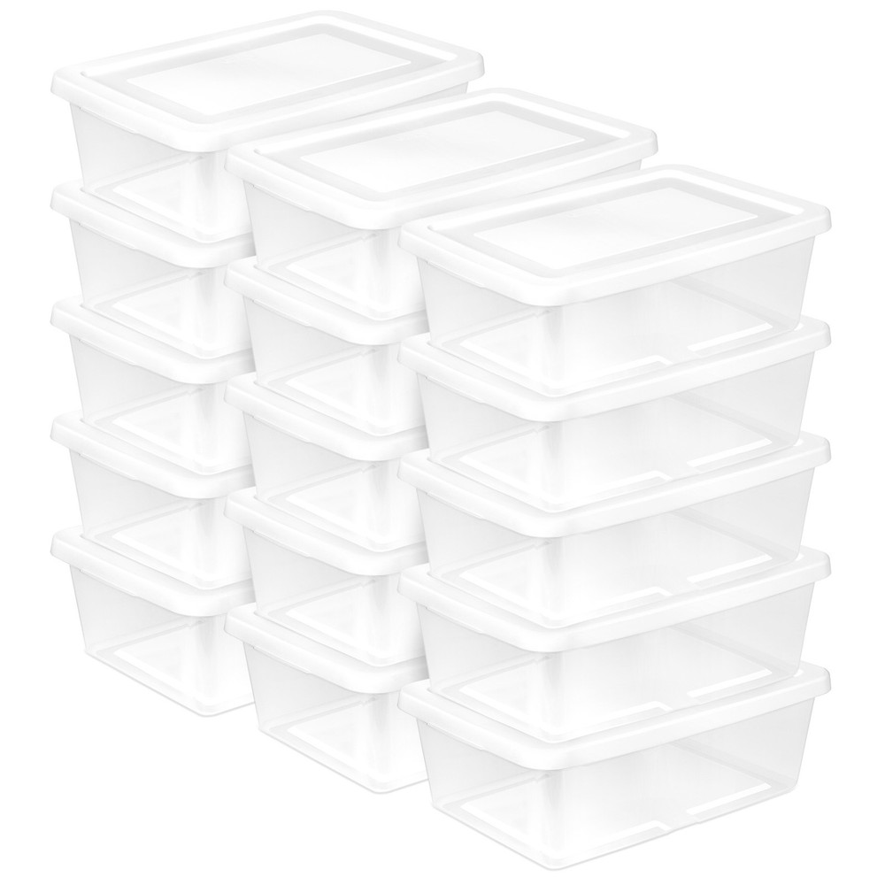 Sterilite 12 Qt Storage Box, Stackable Plastic Container Home Organizer, 15 Pack