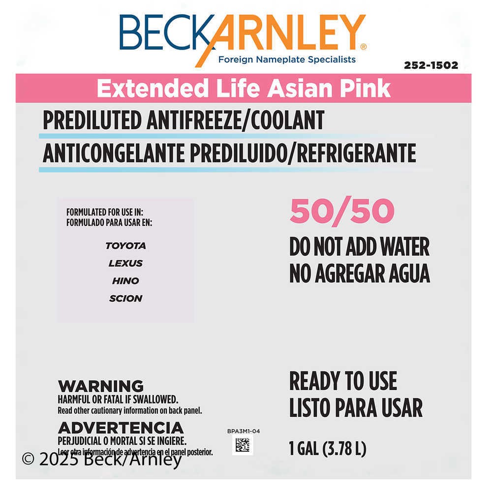 Coolant/Antifreeze Beck/Arnley 252-1502