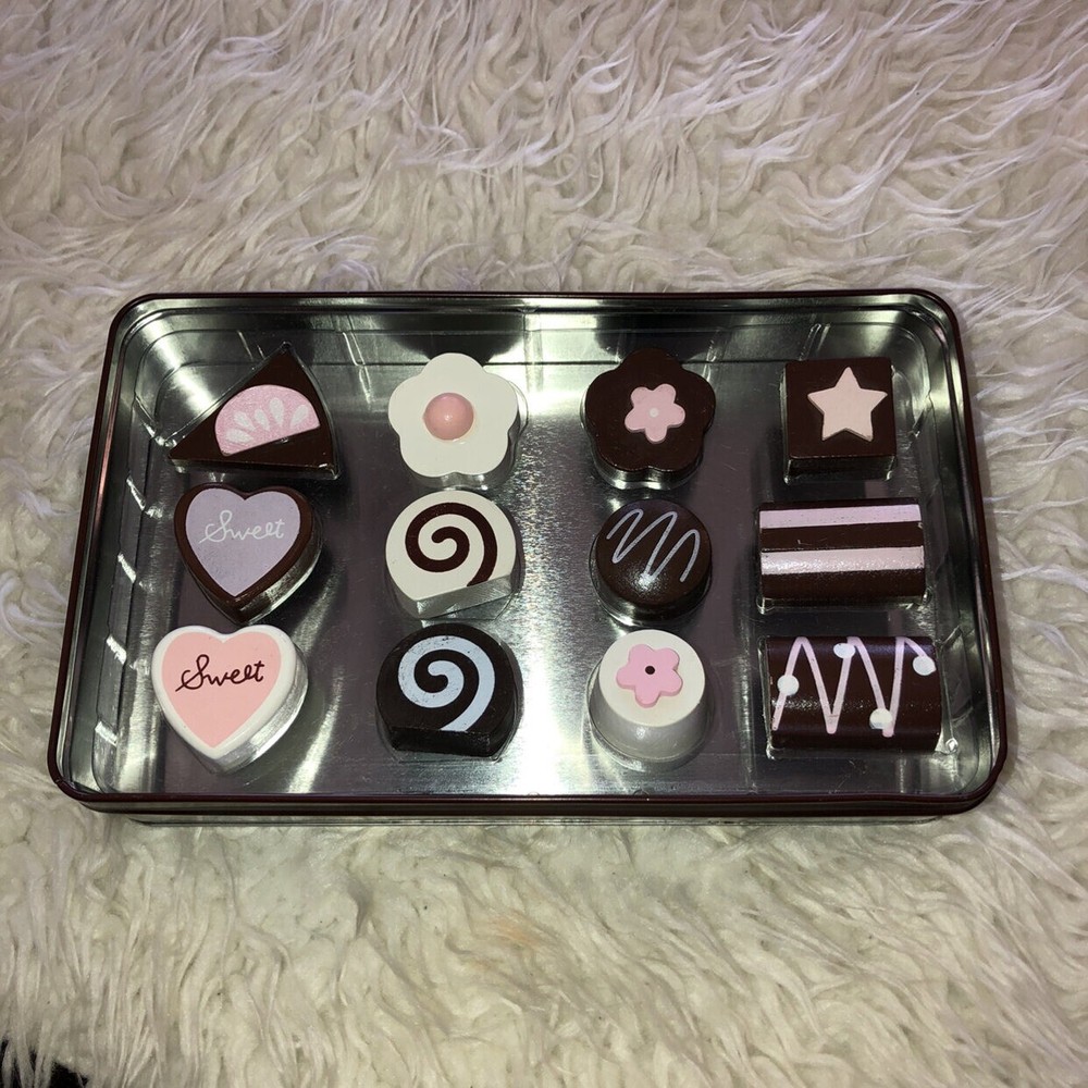 Wood Chocolate Candy Memory Shape Game 12 Pieces