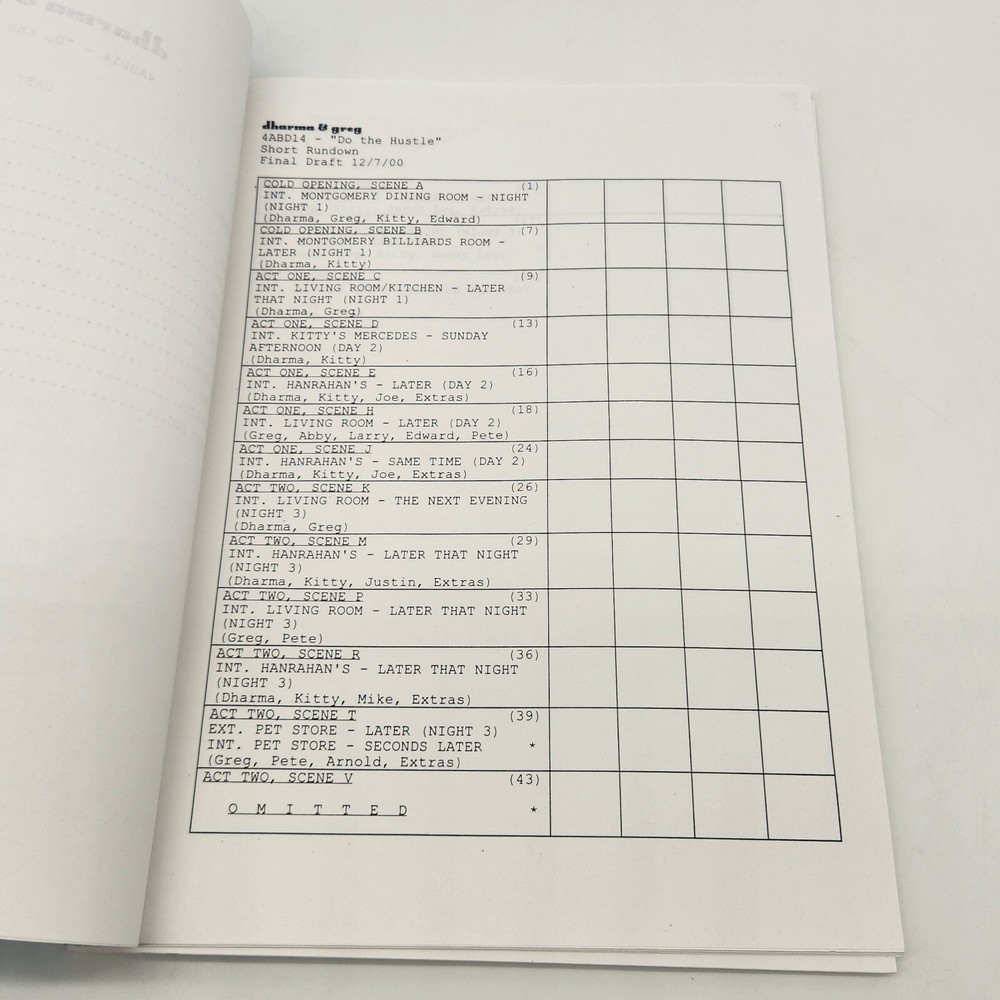 DHARMA & GREG 2000 TV Script Do The Hustle #4ABD14 Final Draft Chuck Lorre