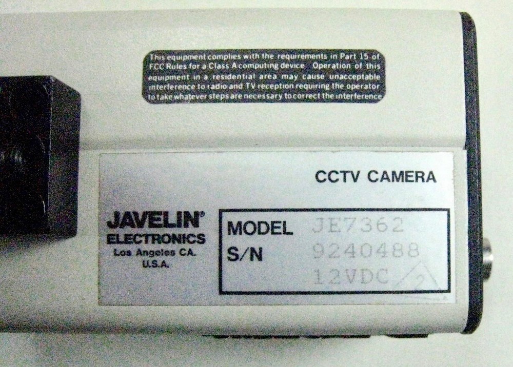 JAVELIN ELECTRONICS JE7362 CCTV CAMERA