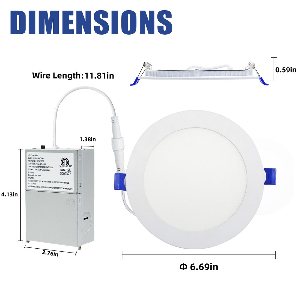12Pack 6 Inch Ultra-Thin LED Recessed Ceiling Light,3000K/4000K/5000K Selectable