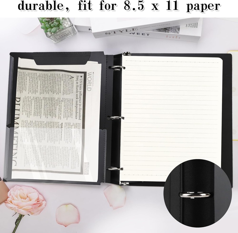 360° Pivotable 3 Ring Binder, Upgraded Foldable Binders 1 inch 6 Pack, Thin S...