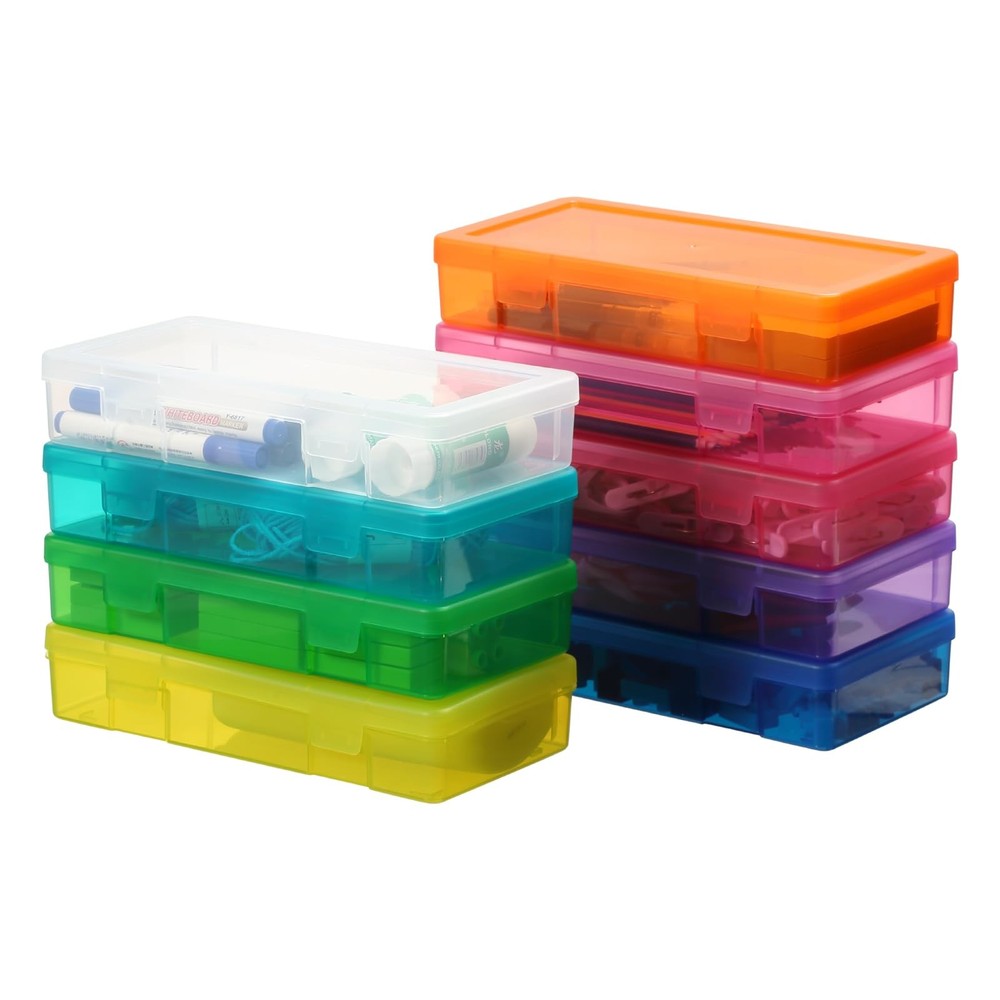 novelinks Medium Plastic Storage Boxes with Latching 9 Pack -Color