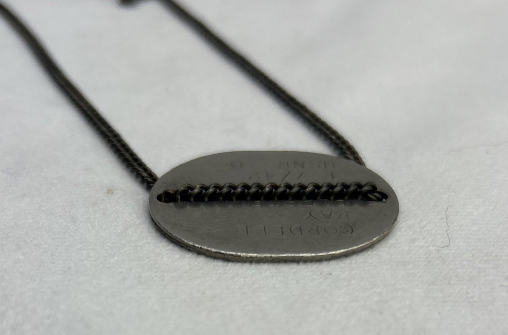 Vintage USNR 1942 U.S. Navy Reserves Dog Tags T-7/42 w Chain