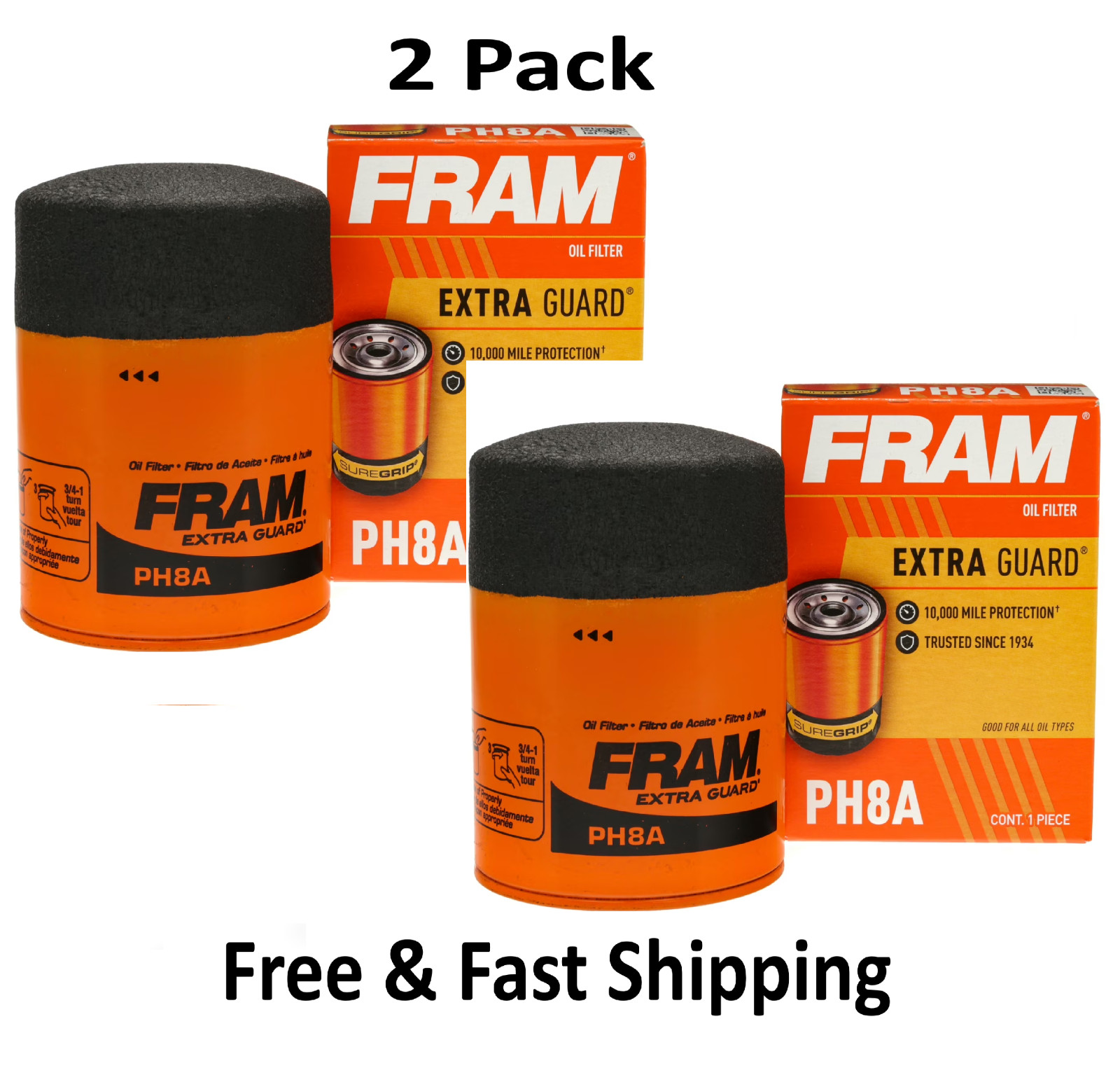FRAM Extra Guard PH8A, 10K Mile Change Interval Spin-On Oil Filter.....