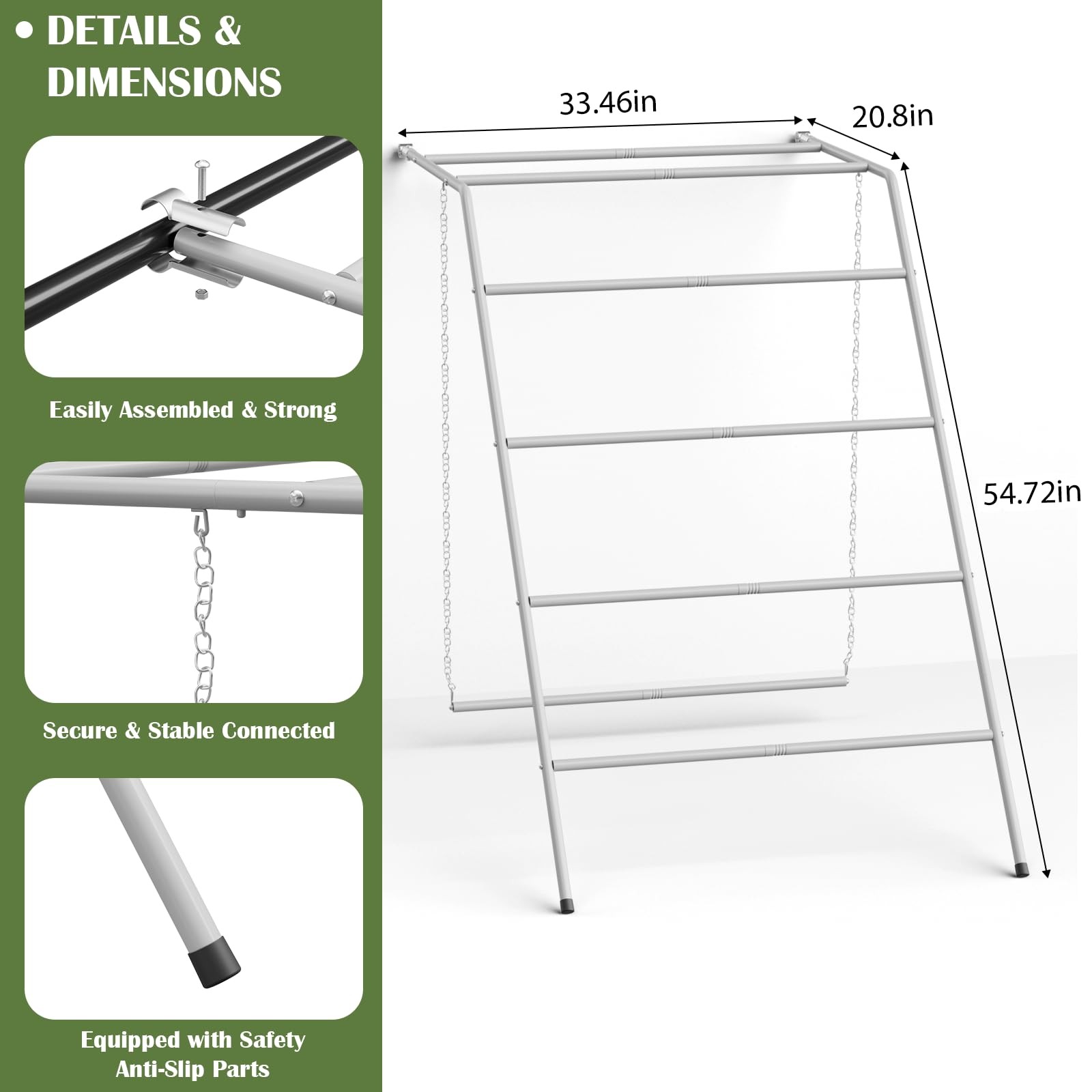 Chicken Coop Perches with Swing, Metal Chicken Roosting Bars, Chicken Run Toy...