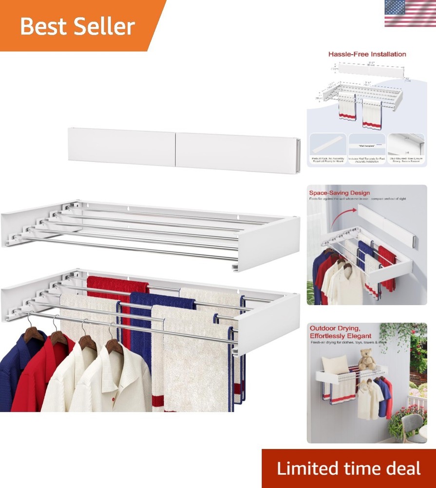 Space-Saving 31.5" Wall Mounted Drying Rack - Stylish Foldable Laundry Solution