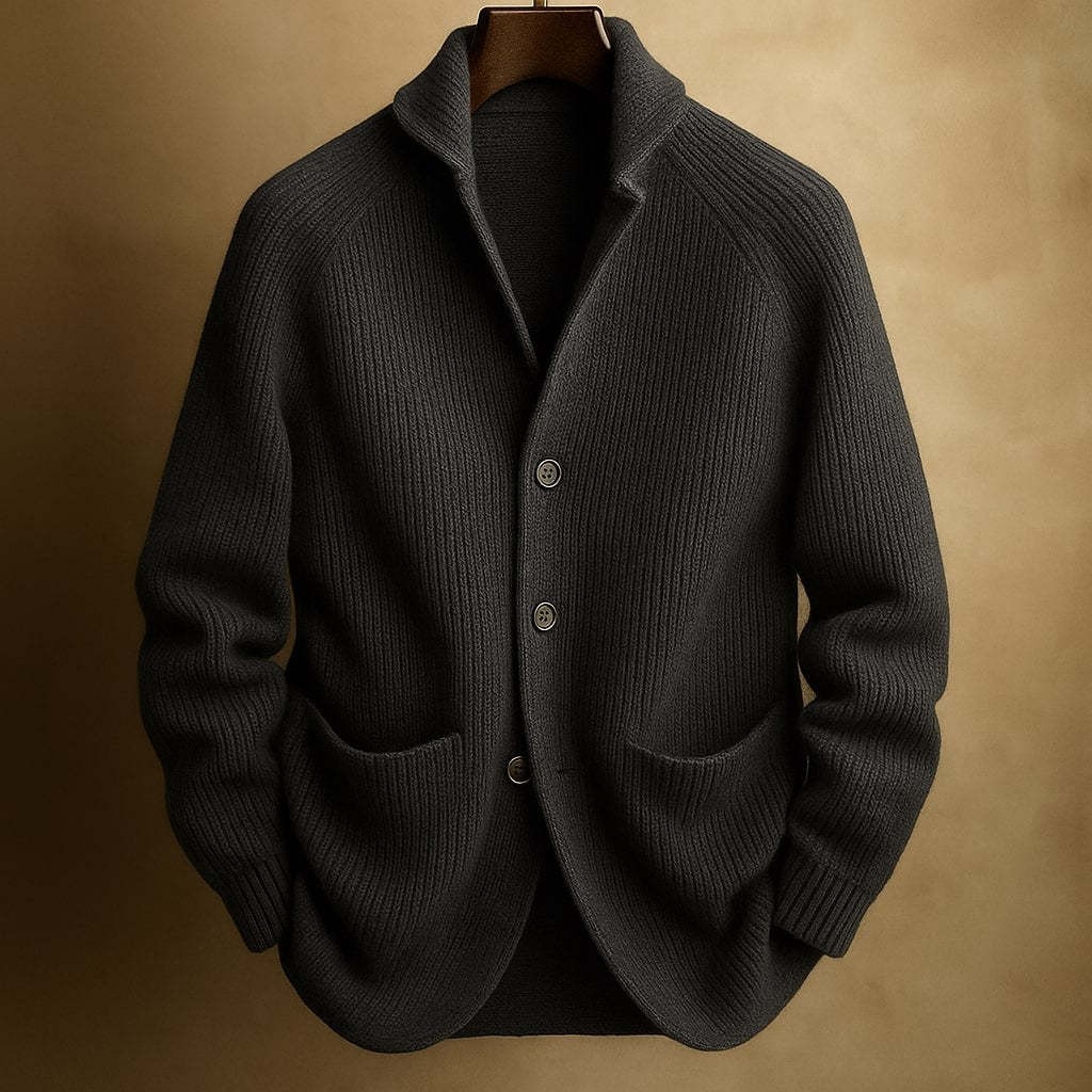 Gentlemans Knitted Three-button Shawl-collar Cardigan | ShopDecimals