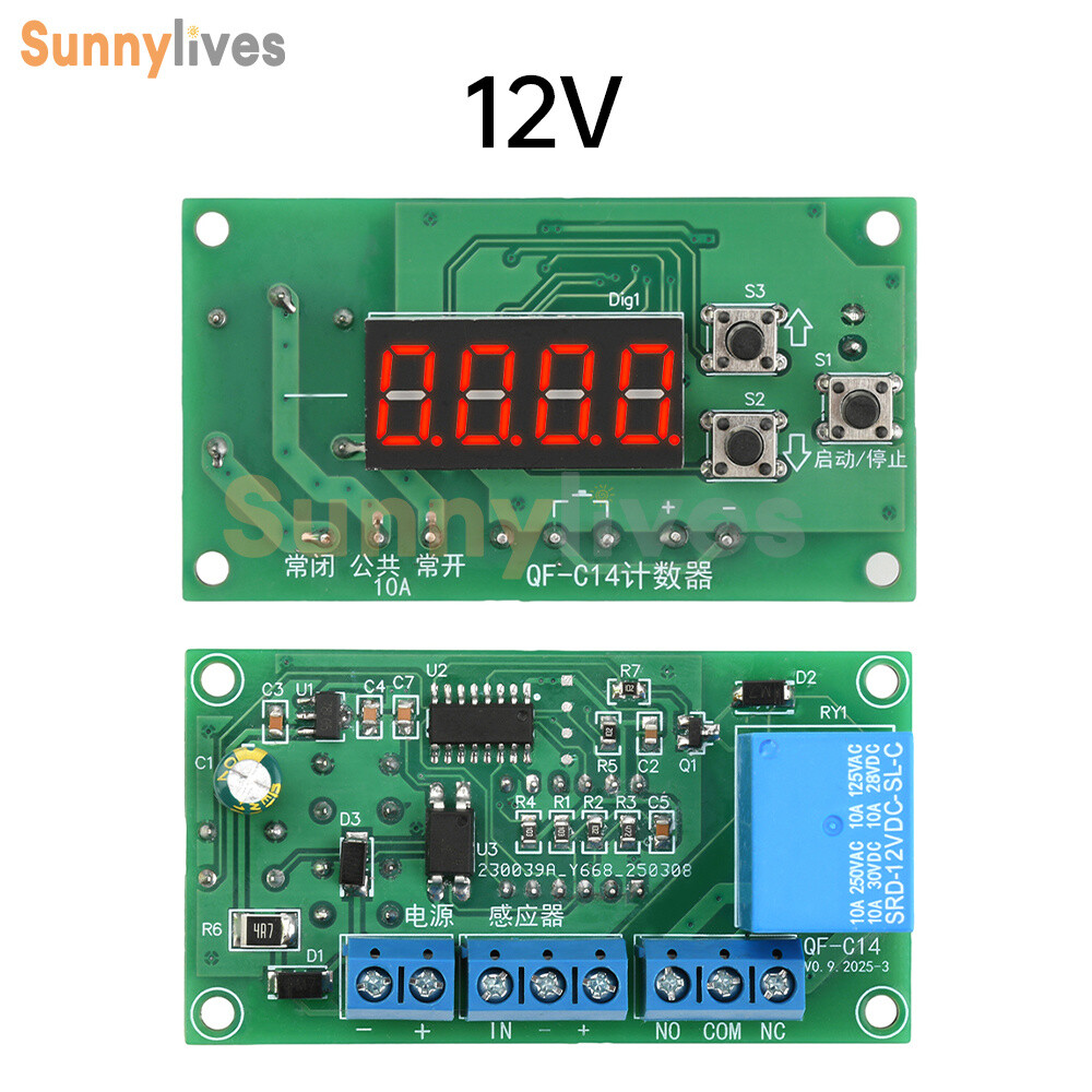 DC 12V 24V 4-Bit Digital Counter Module Process Counter Controller Relay Output