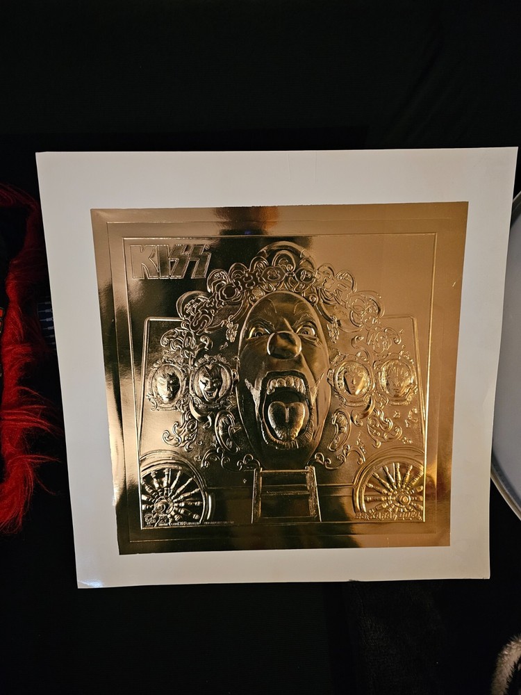 KISS PSYCHO CIRCUS 22" DRUM HEAD + GOLD FOIL ALBUM PRINT! Gene Paul Peter Ace