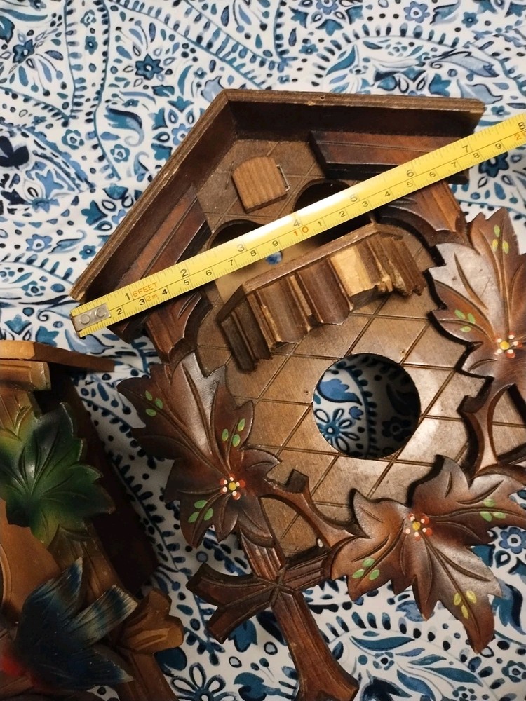 (2) Cuckoo Clock Shells, Vintage Germany, Black Forest Theme , Vintage Chains...