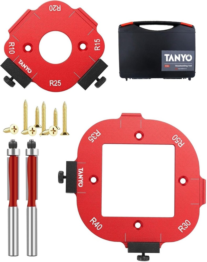 Router Corner Radius Templates with Superior Storage Solution - 8 Sizes Included