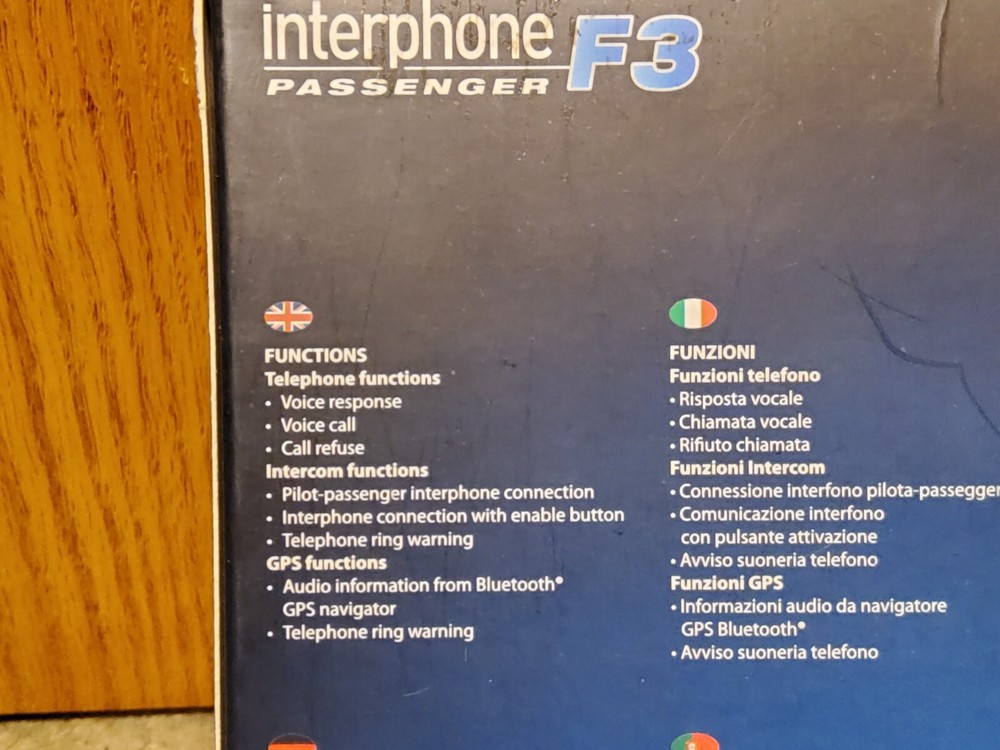 Interphone F3 Passenger Intercom Bluetooth Phone Connect Pilot Passenger System