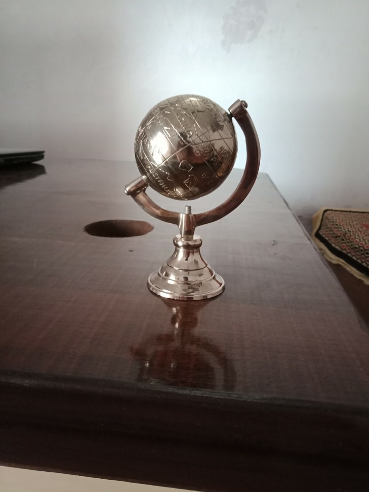 Brass Silver Globe Nautical World Geographic Mini Table Globe Bookend
