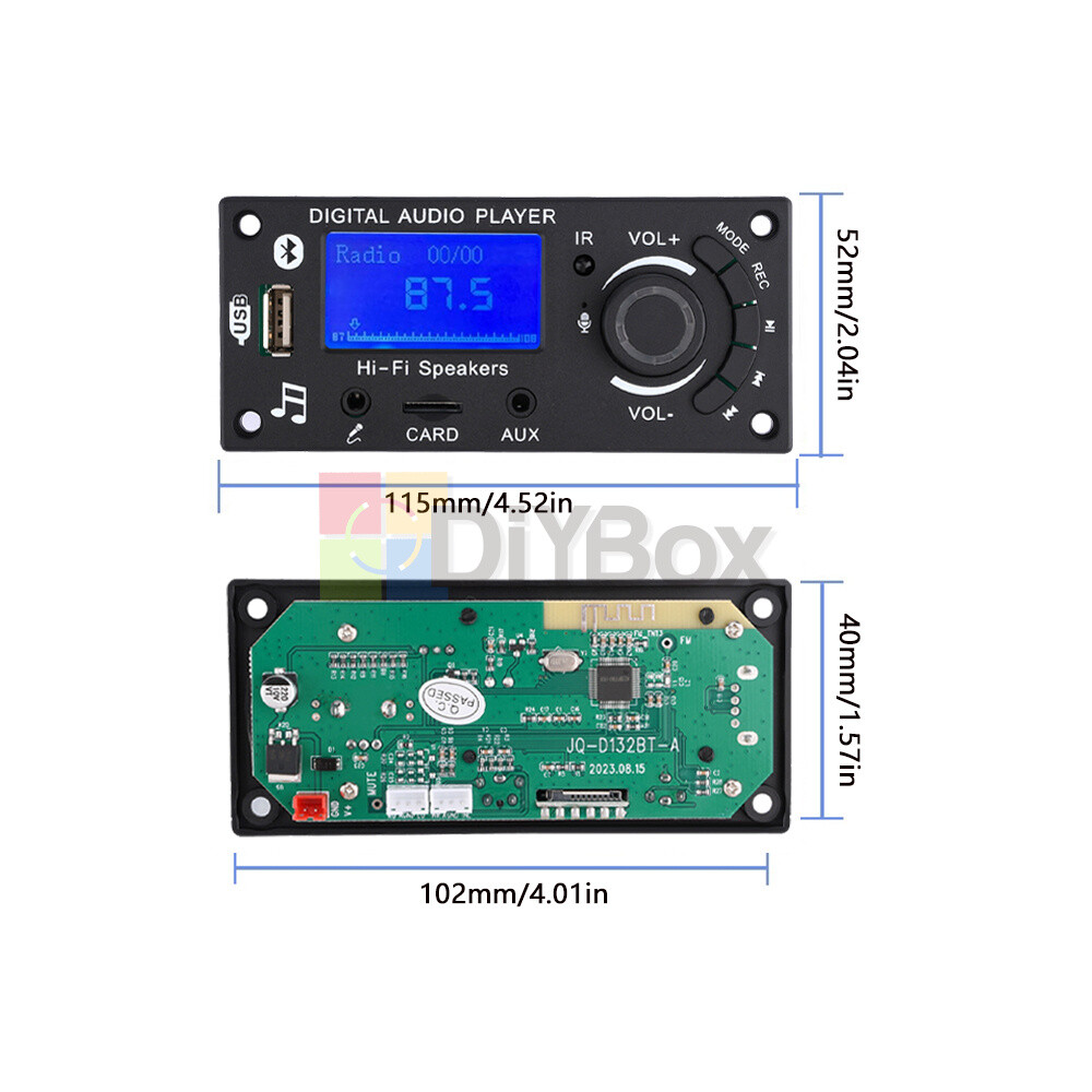 MP3 Decoder Board LCD Bluetooth FM Radio Audio Module with Remote Control 12V