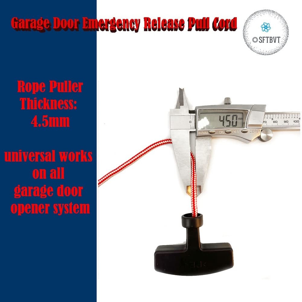 Garage Door Emergency Release Pull Cord with Handle Garage Opener Rope Puller...