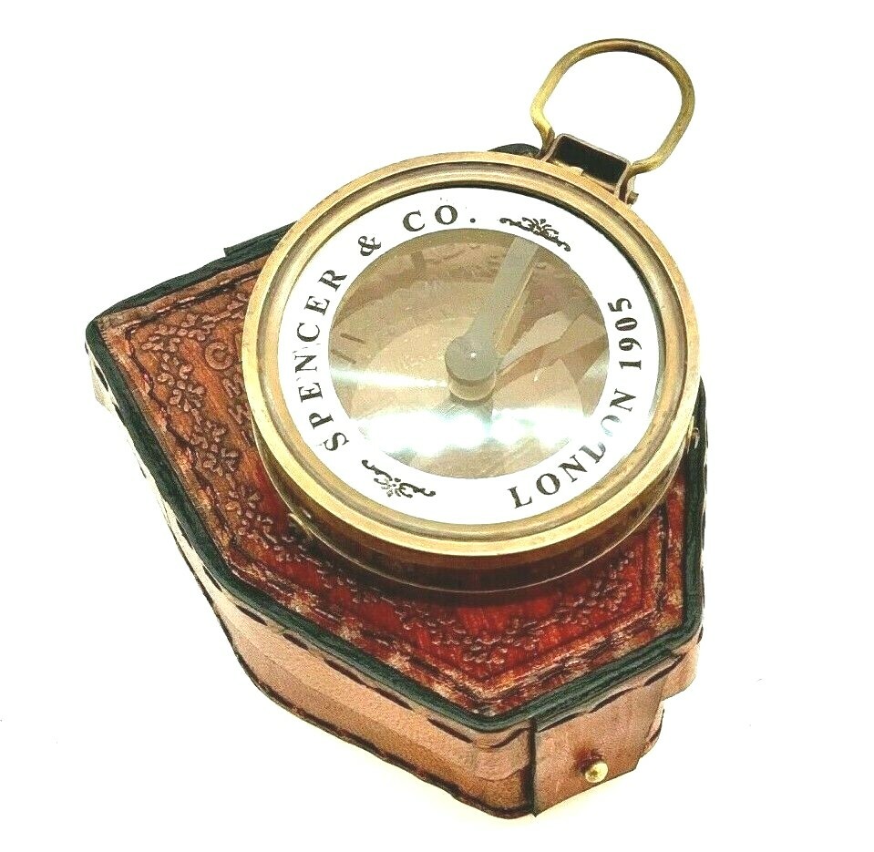 Antique Nautical Map Reading Compass 3" Navigation Pocket Compass with Case