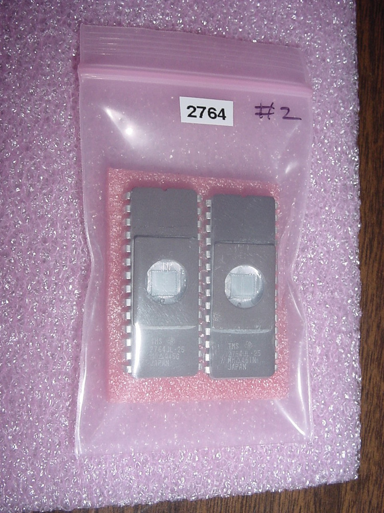 D 2764, E prom, 2 Pcs, 28 Pin, Cleaned, Erased, Blank Checked, Quick Safe Ship!
