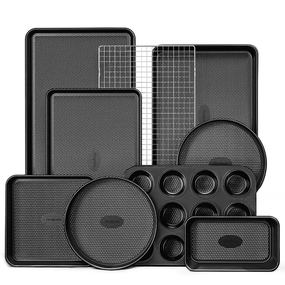 9-Piece Baking Pans Set Nonstick, Stackable Non Toxic Bakeware Sets with Diam...