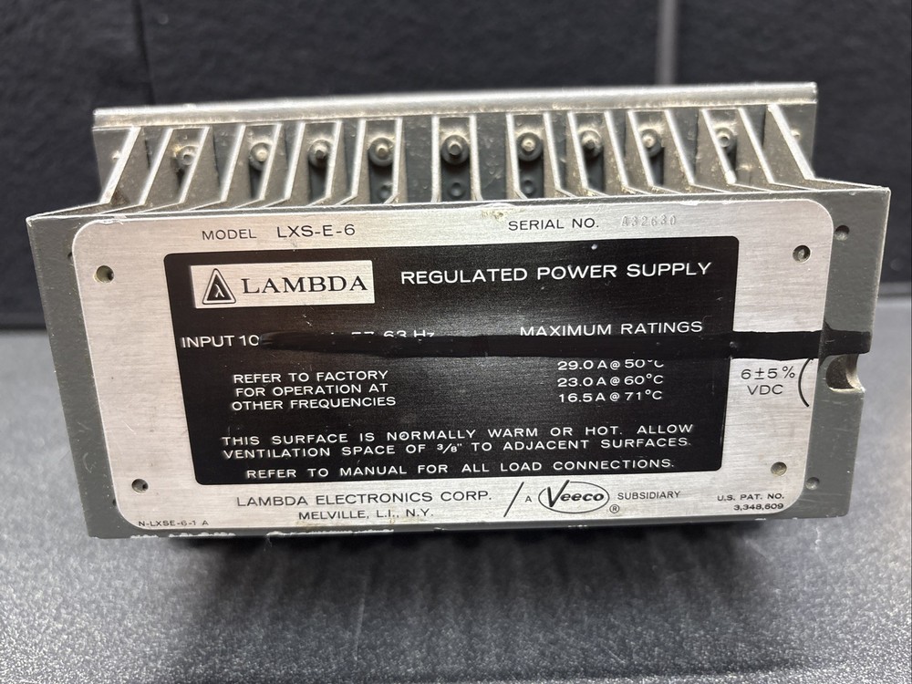 TDK LAMBDA ELECTRONICS MODEL LXS-E-6 REGULATED POWER SUPPLY VEECO USED UNTESTED