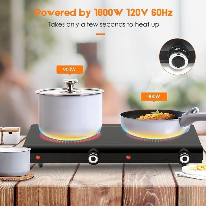 Electric Infrared Burner Multi-Function Cooking Portable Safe Lightweight 1800W