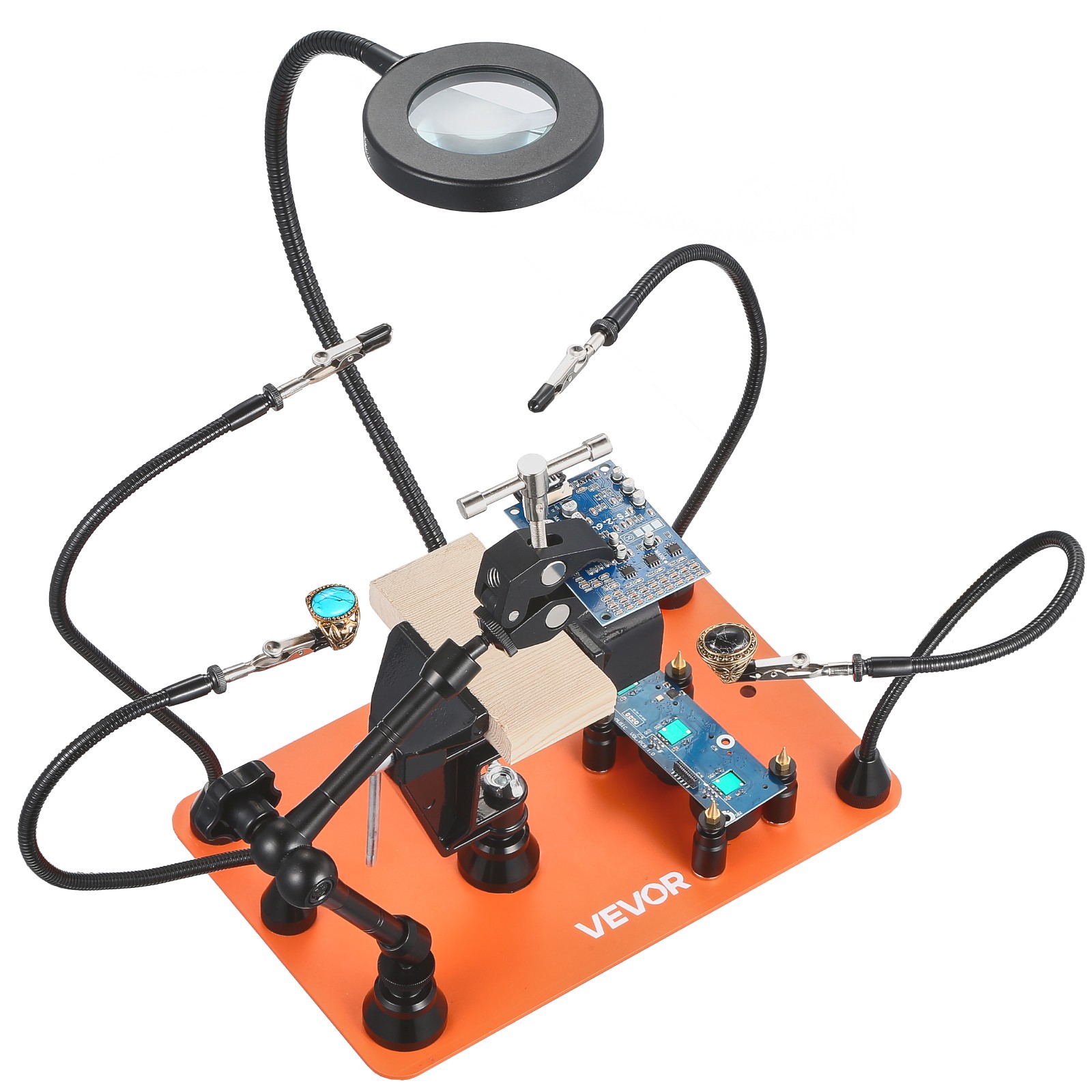 VEVOR Magnetic Helping Hands Soldering Station 3X Magnifying Lamp Air Gun Holder