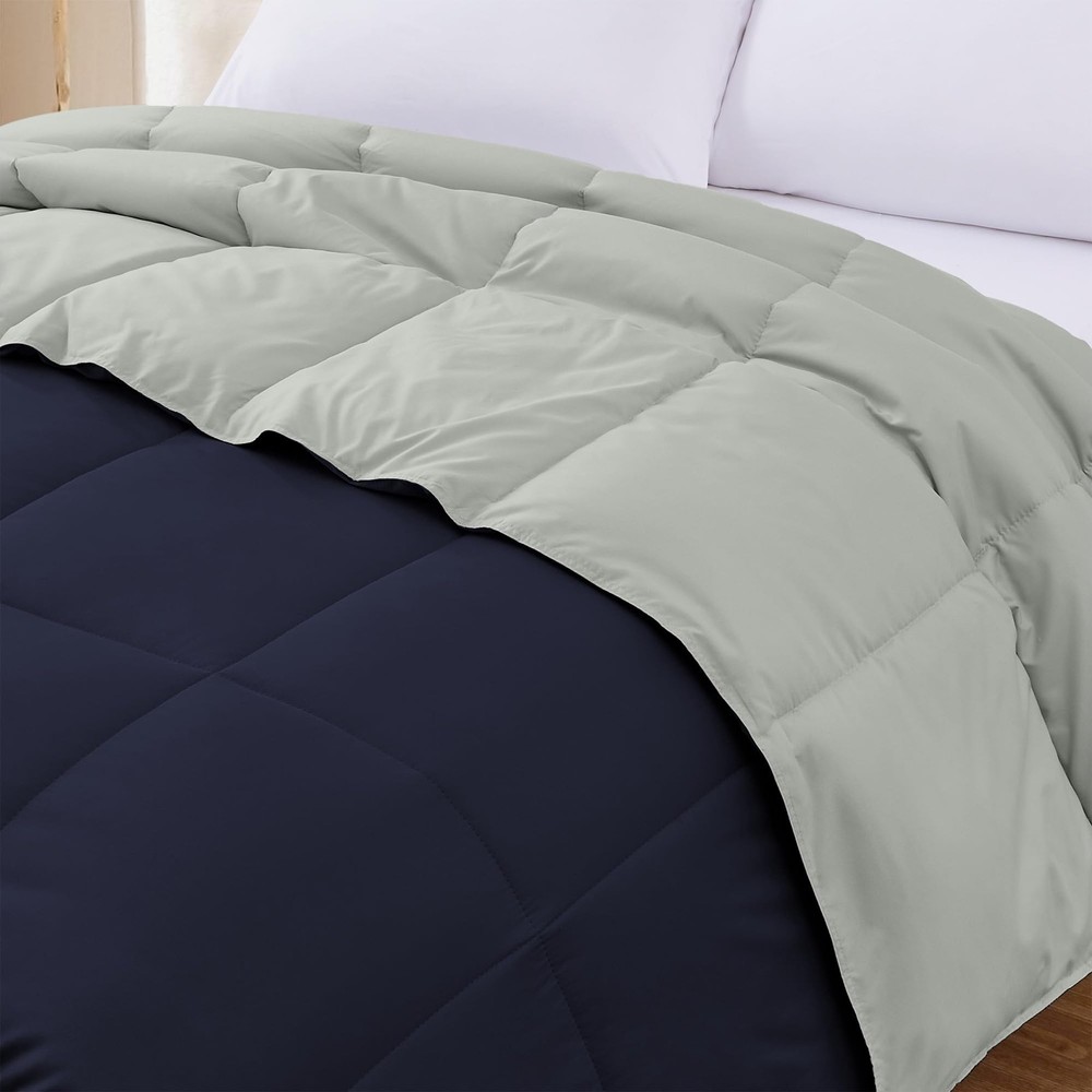 Modern Threads Down Alternative Reversible Comforter Navy/Silver Queen
