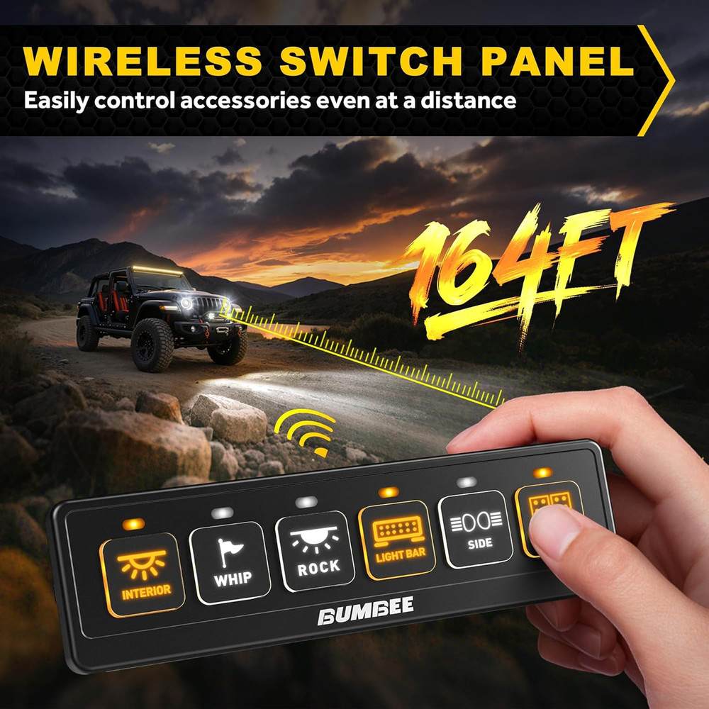 6 Gang Wireless Switch Panel, Multi-Function Toggle Switches, 80A High Power Rel