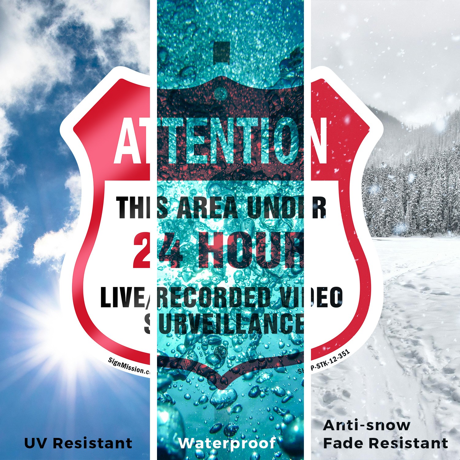 24 Hour Surveillance Shield Sign Attention This Area Und Shield Sign With Stake