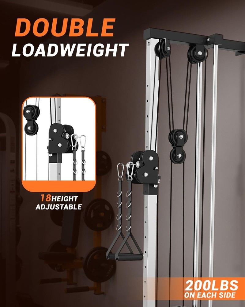 Wall Mount Cable Machine, LAT Pulldown Machines Cable Crossover Machine Home Gym