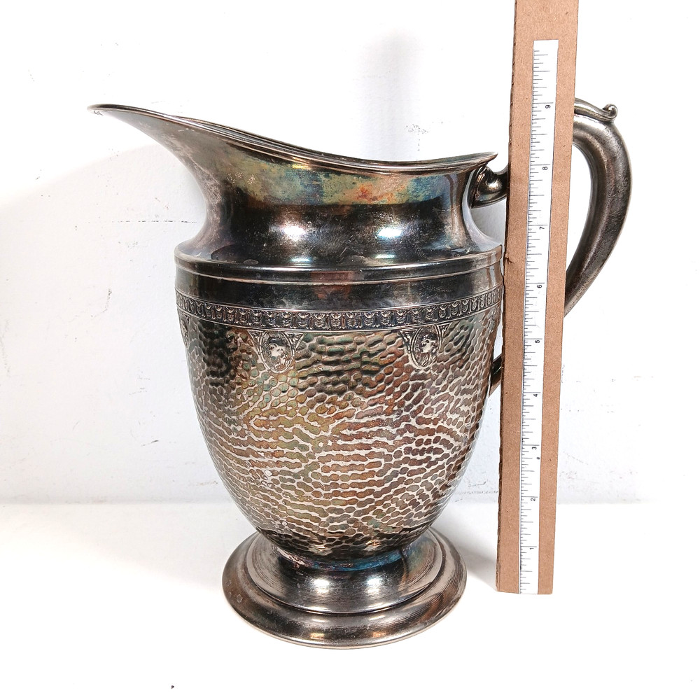 Hammered Silver Plate Water Pitcher Lehman Bros. Silverware Co. Vintage 1920-30