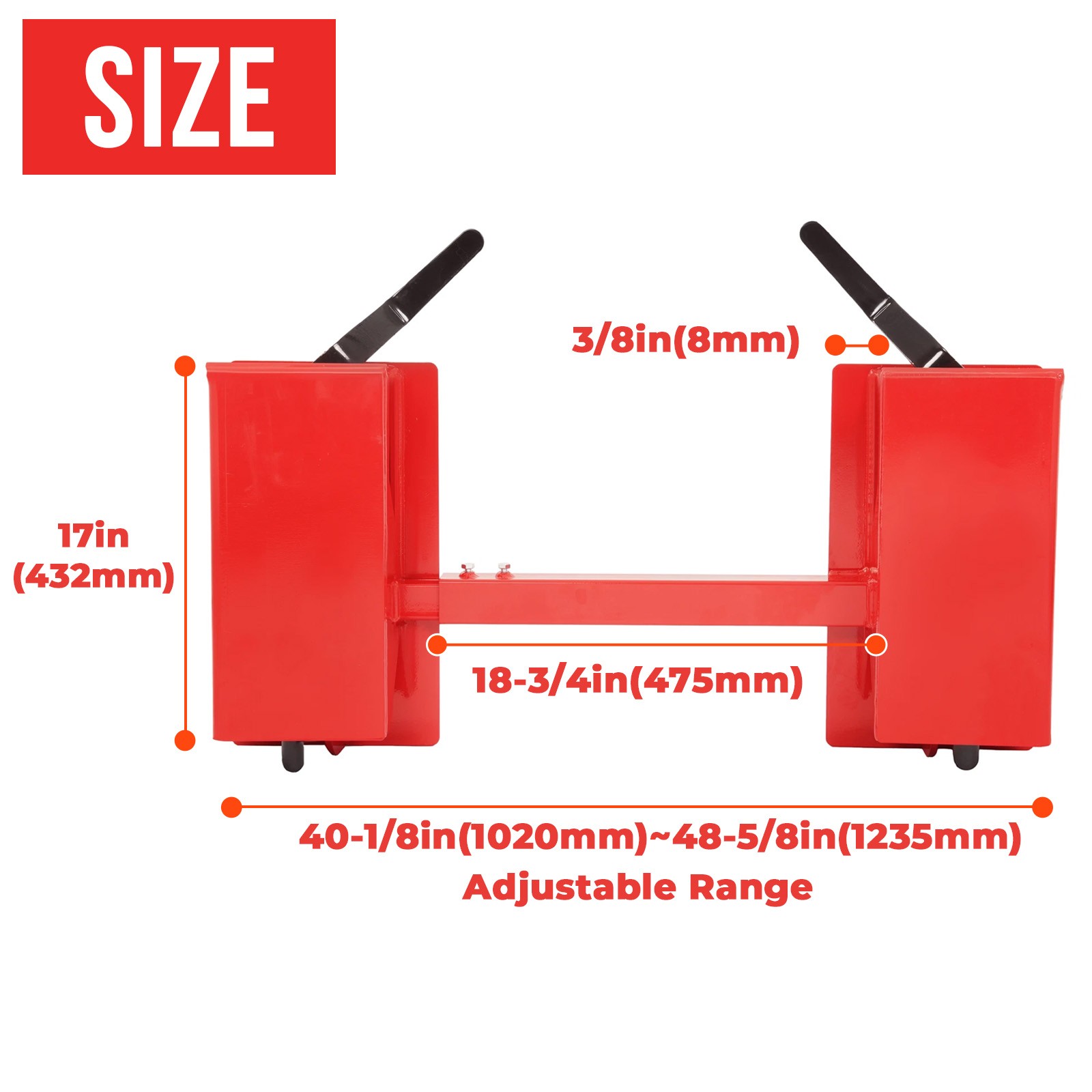 4000lb Skid Steer Quick Tach Conversion Adapter Attach w/ Adjustable Cross Brace