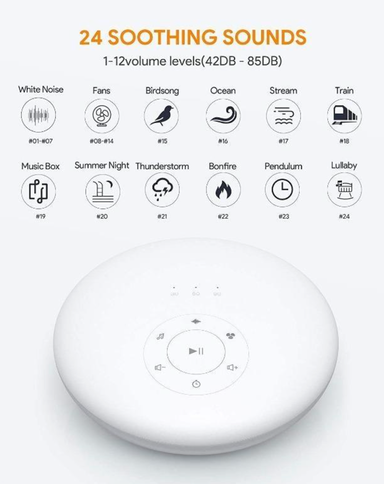 Gladle White Noise Machine with Night Light GL-LT015