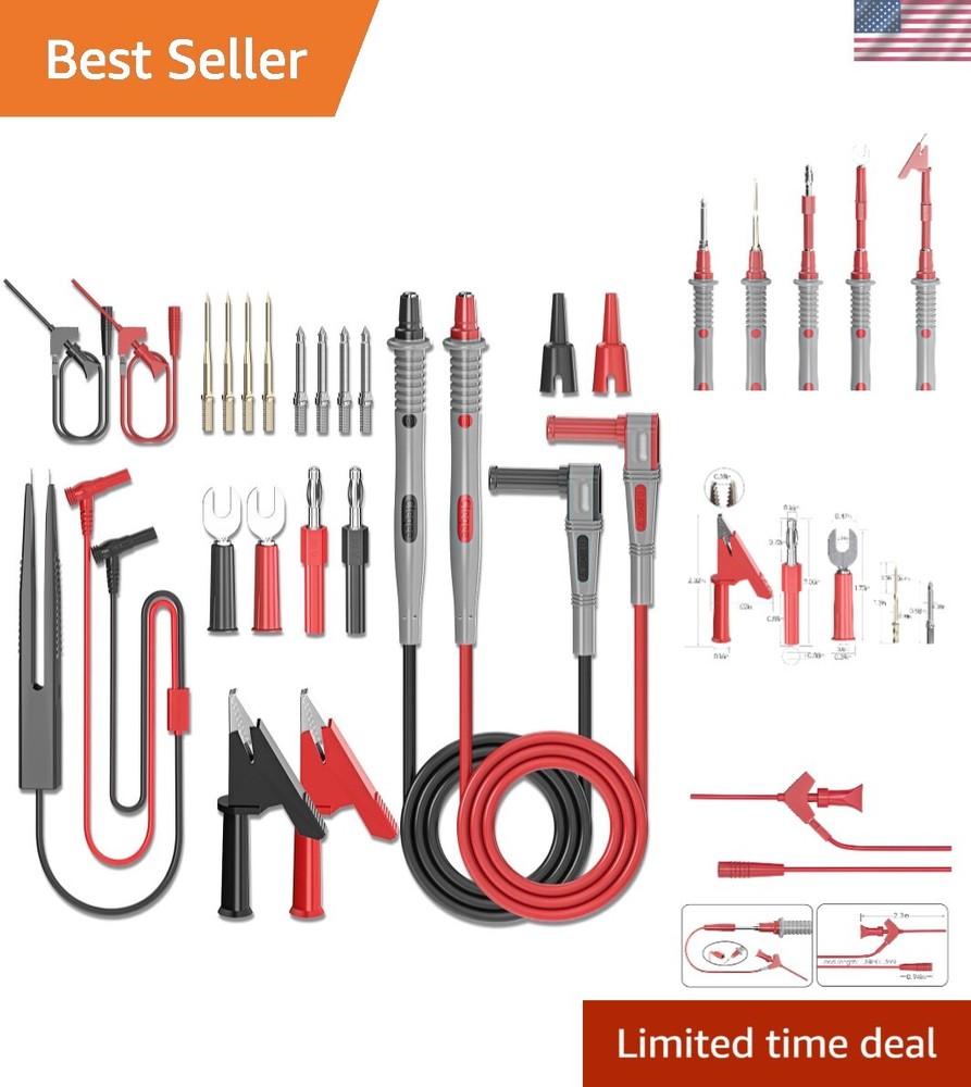 Comprehensive Multimeter Test Leads Kit with Replaceable Needles - 21PCS Set